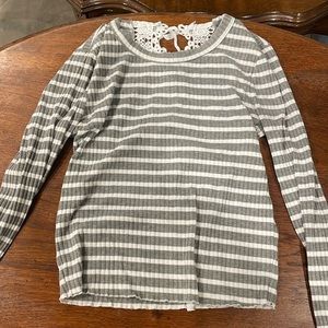 Grey and white striped top